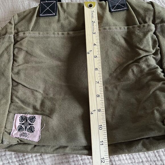 Lola Pilar Hawaii Tote Shoulder Bag Waxed Canvas Olive Pink Tyvek Lining YKK Zip - Picture 8 of 11